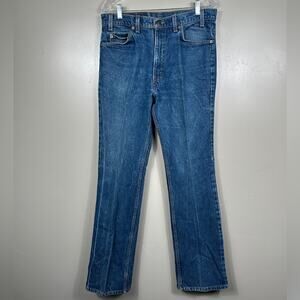 Vintage 90s Levi’s 517 Orange Tab Boot Cut Jeans in Blue Wash Size 34x33